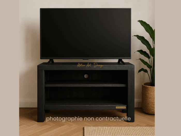 Meuble TV bois brulé – Image 3