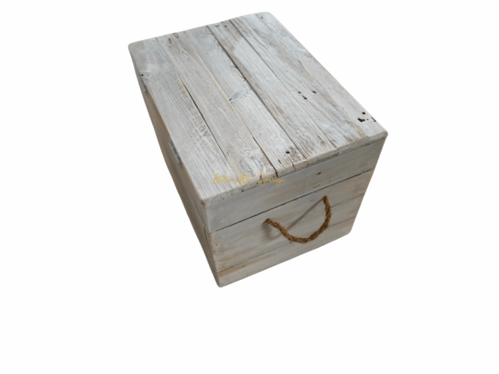 Malle en bois cerusé avec assise – Image 2