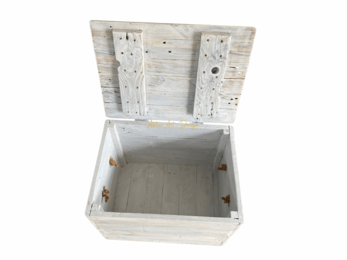 Malle en bois cerusé avec assise – Image 6
