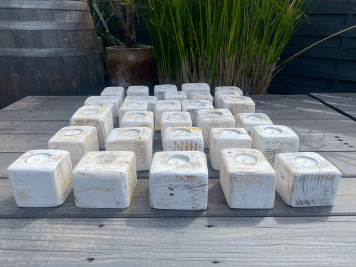 Bougeoirs en bois cérusé 🟠 Déstokage ! – Image 4