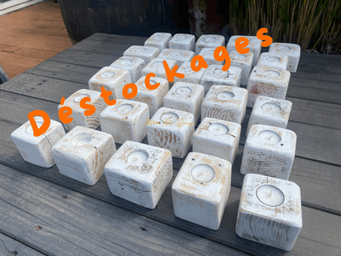 Bougeoirs en bois cérusé 🟠 Déstokage !