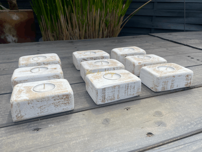 Bougeoirs en bois cérusé 🟠 Déstokage ! – Image 4