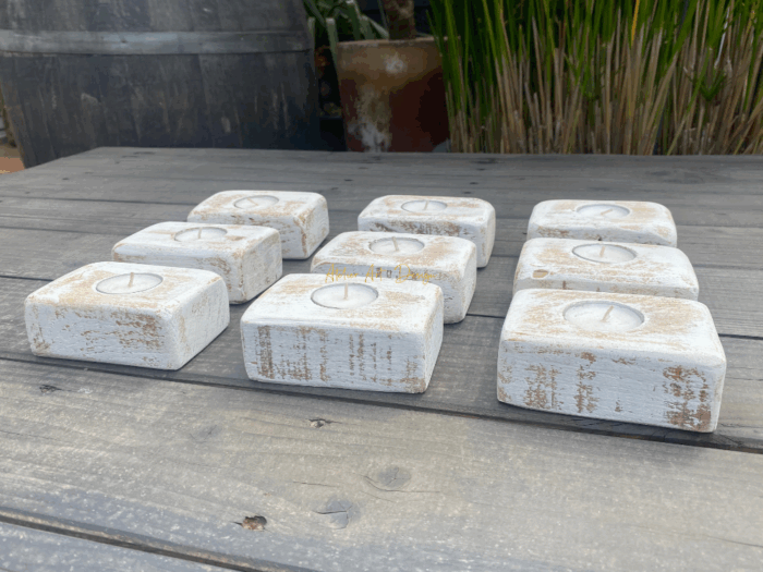 Bougeoirs en bois cérusé 🟠 Déstokage ! – Image 2