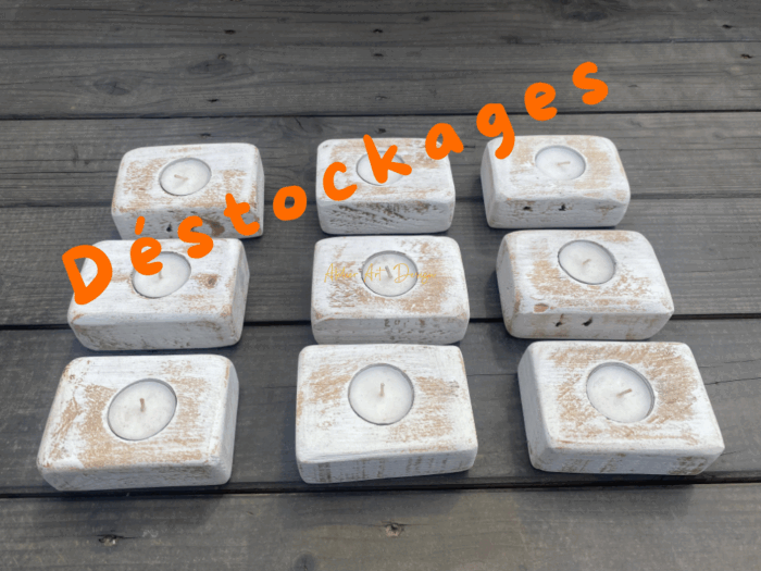 Bougeoirs en bois cérusé 🟠 Déstokage !
