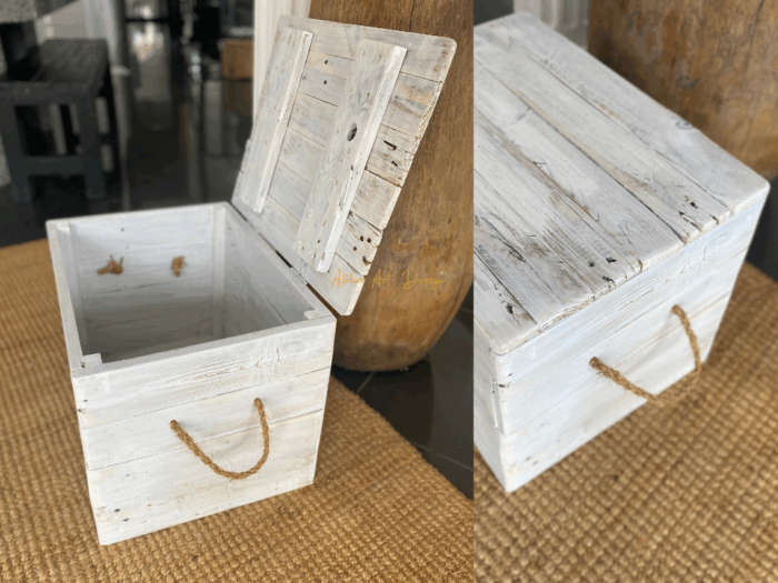Malle en bois cerusé avec assise – Image 6