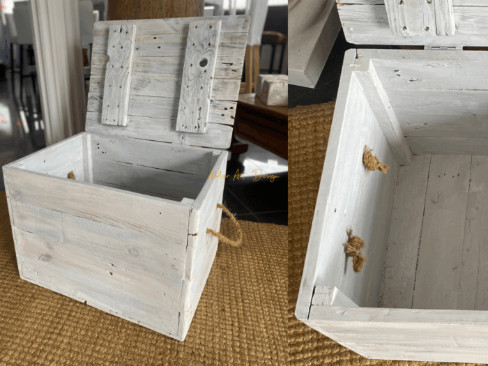 Malle en bois cerusé avec assise – Image 3