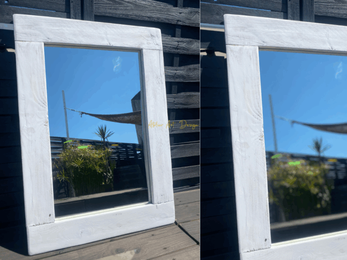 Miroir cadre bois blanc cerusé – Image 3