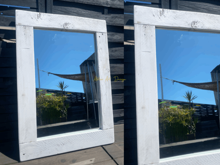 Miroir cadre bois blanc cerusé – Image 3