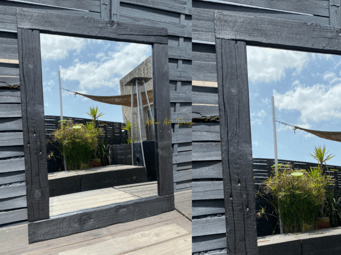 Miroir cadre bois brulé – Image 3
