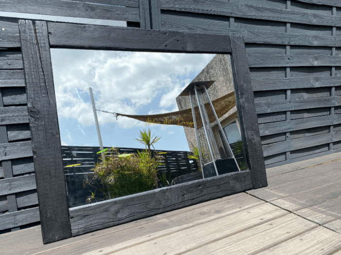 Miroir cadre bois brulé