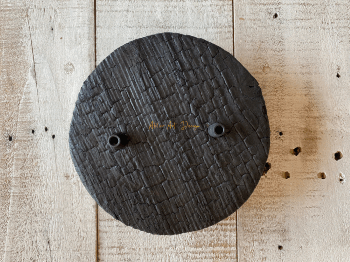 Rosace rond bois brulé